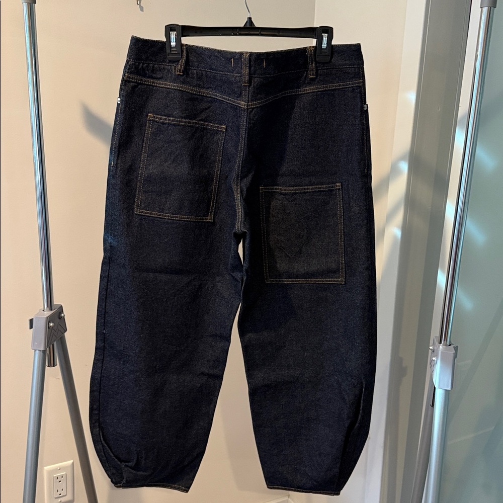 Tibi Sculpted Barrel-Leg Denim | Dark Wash | Size 30 - Picture 2 of 4